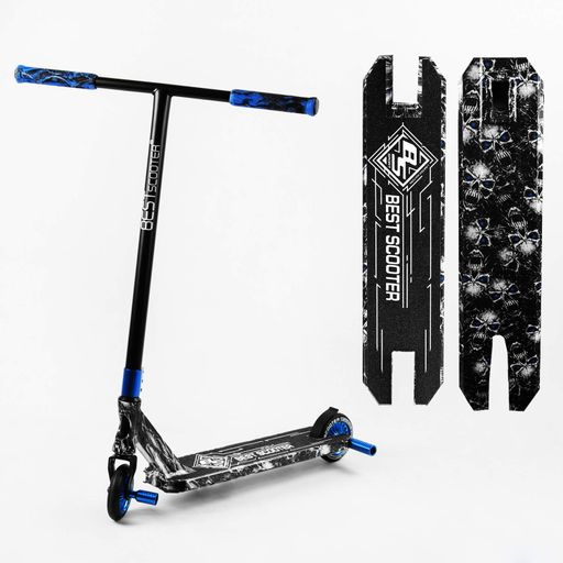 Самокат трюковий Best Scooter HIC-система пеги алюмінієвий диск та дека принт Horror skulls 100 кг Різнобарвний (105671) (2134577)