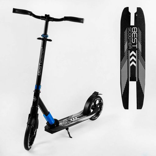 Самокат двоколісний складаний амортизатор Best Scooter PU колеса 100 кг Black and blue (105586) (2134636)