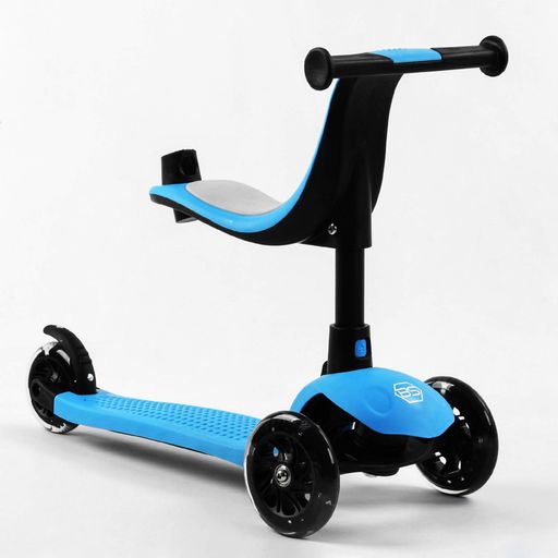 Самокат-велобіг Best Scooter 3 в 1 колеса PU зі світлом сидіння батьківська ручка 50 кг Blue (106697) (2134646)