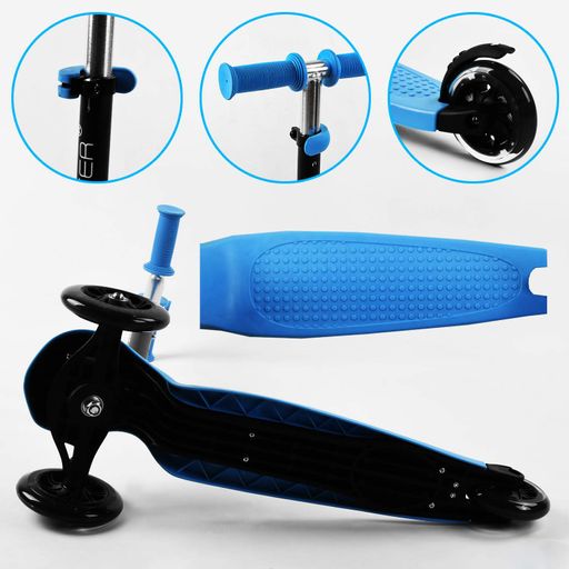 Самокат-велобіг Best Scooter 3 в 1 колеса PU зі світлом сидіння батьківська ручка 50 кг Blue (106697) (2134646)