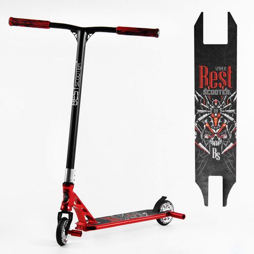 Самокат трюковий Best Scooter Spider HIC-система пеги алюмінієвий диск та дека колеса PU 100 кг Red (107490) (2134649)