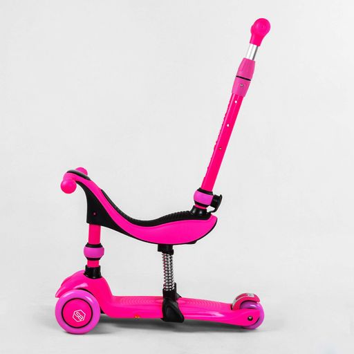 Самокат-велобіг триколісний Best Scooter колеса PU зі світлом 3 в 1 70 кг Pink (104497) (2134654)