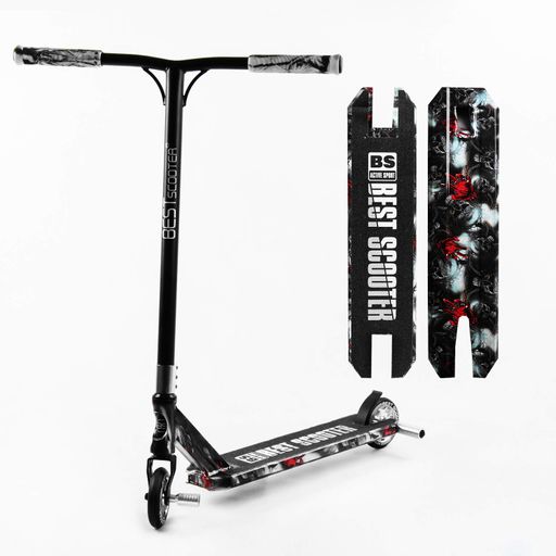 Самокат трюковий Best Scooter HIC-система пеги алюмінієвий диск та дека принт Skulls and palms 100 кг Різнобарвний (105675) (2134661)