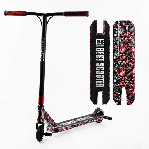 Самокат трюковий Best Scooter HIC-система пеги алюмінієвий диск та дека принт Skull biker 100 кг Різнобарвний (105678) (2134742)