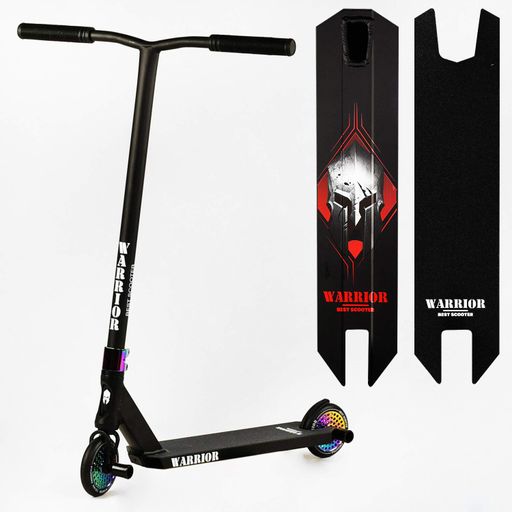 Самокат трюковий Best Scooter Warrior HIC-система пеги алюмінієвий диск та дека колеса PU 100 кг Black and red (112767) (2135553)