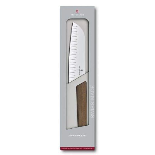 Кухонний ніж Victorinox Swiss Modern Santoku 17 см Горіх (6.9050.17KG) (2141380)
