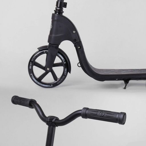 Самокат двоколісний Best Scooter з PU колесами, широким велосипедним кермом, новим затискачем керма Black (98440) (2141566)