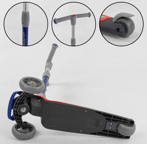 Самокат триколісний Best Scooter складане алюмінієве кермо, 3 колеса PU зі світлом Black/Red (102031) (2141569)