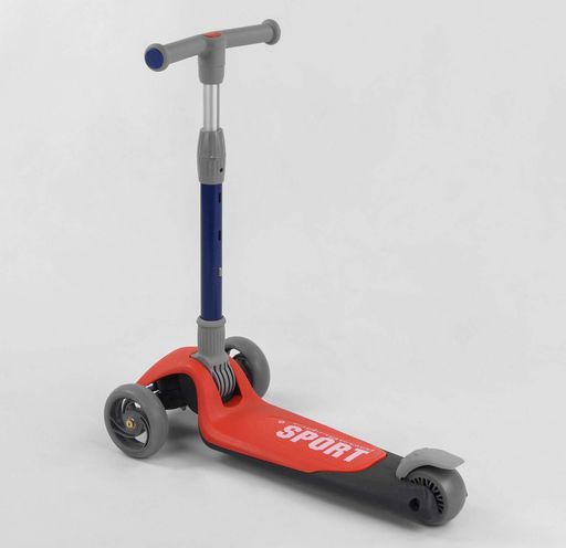 Самокат триколісний Best Scooter складане алюмінієве кермо, 3 колеса PU зі світлом Black/Red (102031) (2141569)