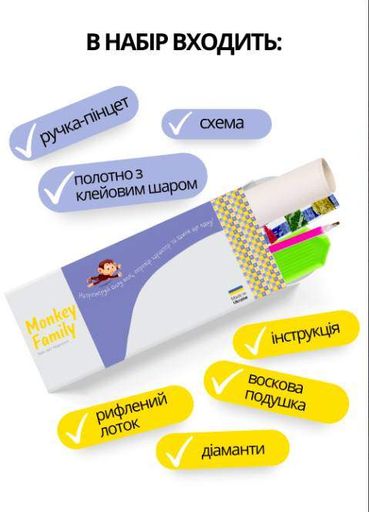 Картина алмазами Monkey family Дівчина-весна 40х60 см карт-00608024 (2142749)