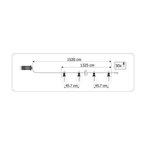 Садовая гирлянда LumiLED пластиковая 15 2 м черная 30 LED 3000 K с пультом IP44 (723967) (2146325)