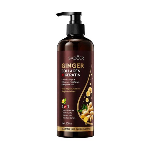 Шампунь для волосся Sadoer Ginger Collagen + Keratin Polygonum Multiflorum Hair Shampoo з екстрактом кореня женшеню, колагеном та кератином, 500 мл