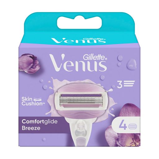 Уценка! Cменные картриджи для бритья Gillette Venus Comfort Glide Breeze женские, cо встроенными подушечками с гелем, 4 шт