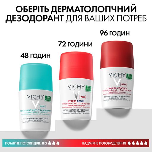 Шариковый дезодорант-антиперспирант Vichy 48 H Anti-Perspirant Treatment, женский, 50 мл