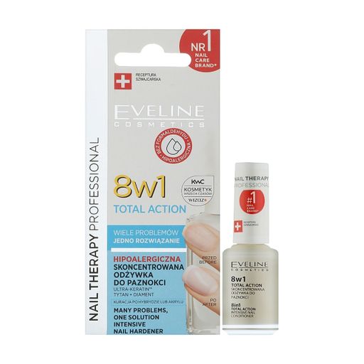 Уцінка! Засіб для відновлення нігтів Eveline Cosmetics Nail Therapy Professional 8 in 1 Total Action, 12 мл
