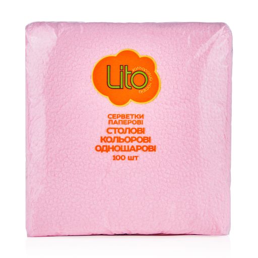 Cалфетки столовые Lito Цветное настроение, 1-cлойные, 24*24 см, 100 шт