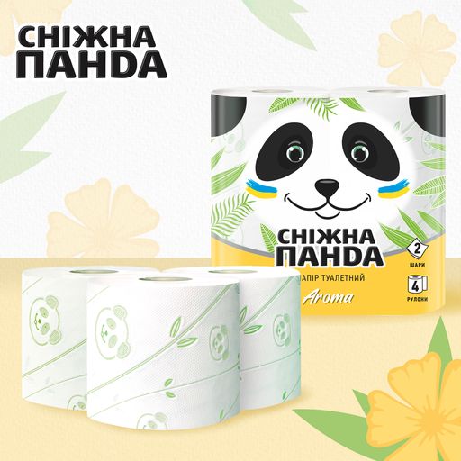 Туалетная бумага Сніжна Панда Aroma белая, 2-слойная, 150 отрывов, 4 рулона