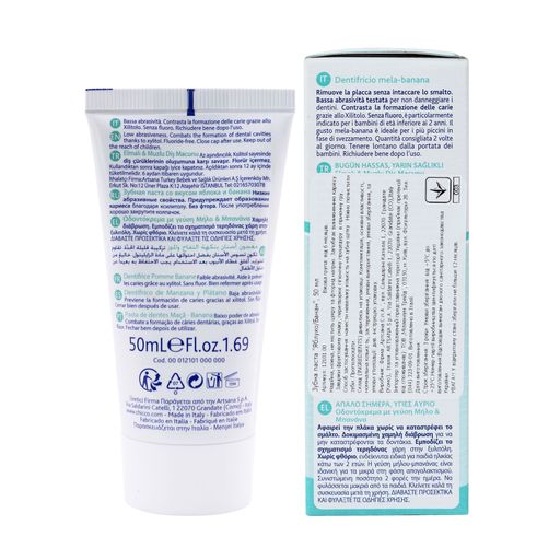 Уценка! Детская зубная паста Chicco Dentifricio Toothpaste Яблоко и банан, 6+ мес, 50 мл