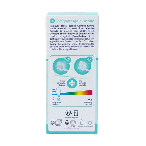Уценка! Детская зубная паста Chicco Dentifricio Toothpaste Яблоко и банан, 6+ мес, 50 мл