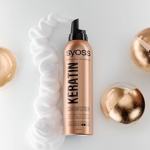 Уценка! Мусс для укладки волос Syoss Keratin Mousse фиксация 4 (экстрасильная), 250 мл