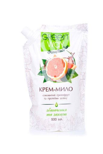 Мыло жидкое Green Way с нежным кремом экстракт грейпфрута и протеины шелка дой-пак, 500 мл