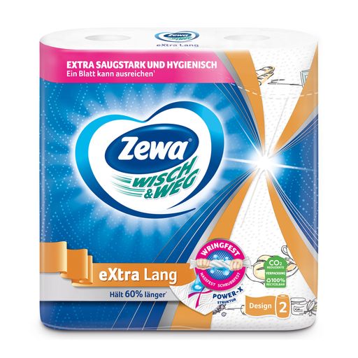 Уценка! Бумажные полотенца Zewa Wisch Weg Design 2-слойные, 72 отрывов, 2 рулона