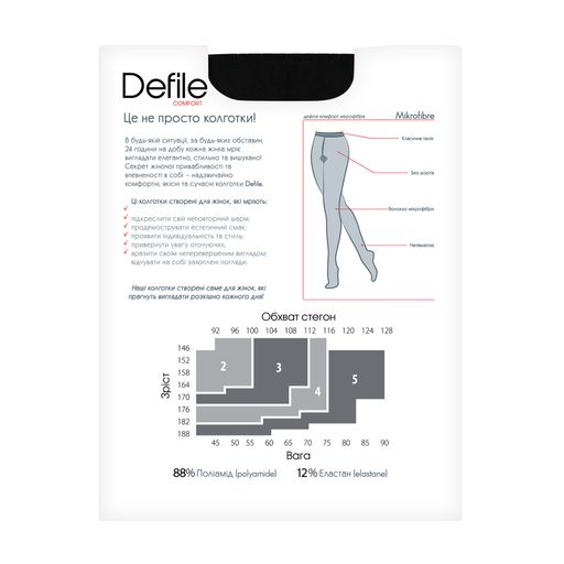 Колготки женские Defile Comfort Mikrofibre 70 DEN, черные