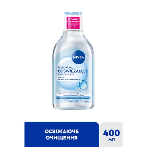 Освіжальна міцелярна вода NIVEA для нормальної шкіри обличчя, очей та губ, 400 мл