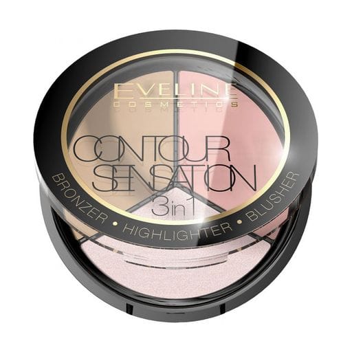 Палітра для корекції обличчя Eveline CONTOUR SENSATION 3в1