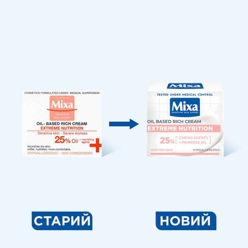 Питательный крем для лица Mixa Extreme Nutrition для очень сухой чувствительной кожи, 50 мл