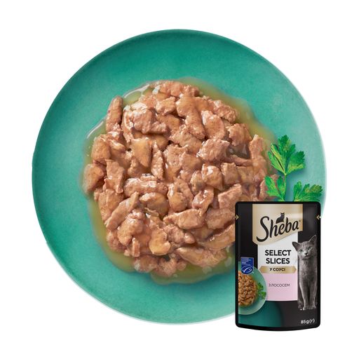 Вологий корм для дорослих кішок Sheba з лососем в соусі, 85 г