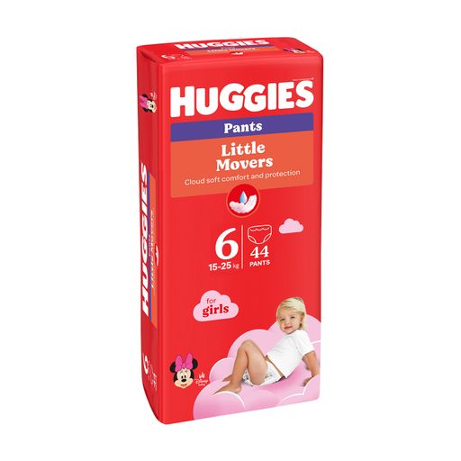 Подгузники-трусики Huggies Little Movers Pants для девочек, размер 6 (15-25 кг), 44 шт