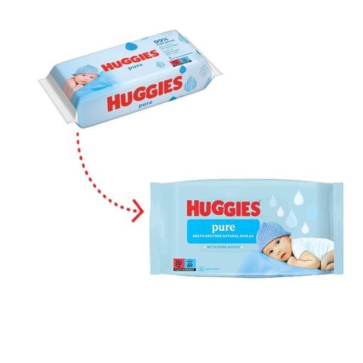Дитячі вологі серветки Huggies Pure для немовлят, 56 шт