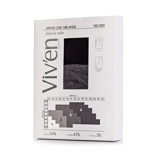 Колготки женские Viv'en petty Winter Chic Melange с имитацией ботфортов, 150 DEN, черный/хаки