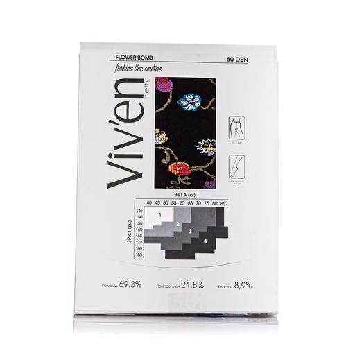 Фантазийные колготки женские Viv'en petty Flover Bomb (2), 60 DEN, черные
