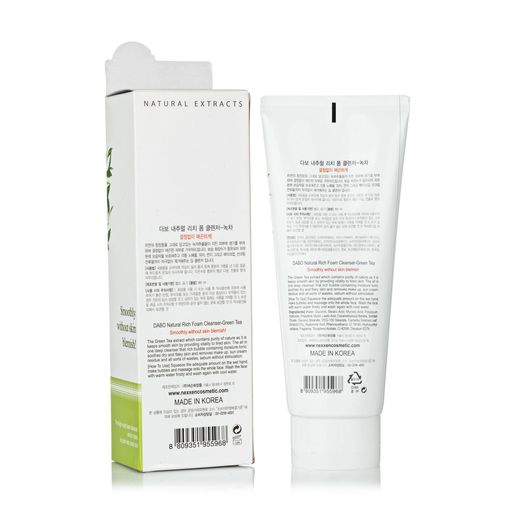 Пенка для умывания Dabo Natural Rich Foam Cleanser Green Tea, 180 мл
