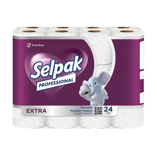 Туалетная бумага Selpak Professional Extra целлюлозная, 2-слойная, 180 отрывов, 24 рулона