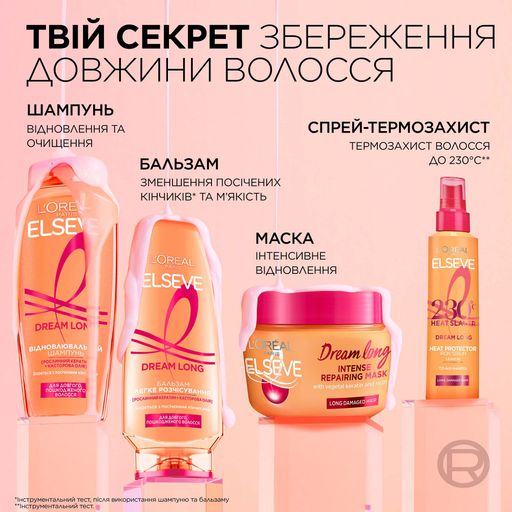 Восстанавливающий шампунь L’Oreal Paris Elseve Dream Long для длинных, поврежденных волос, с растительным кератином и касторовым маслом