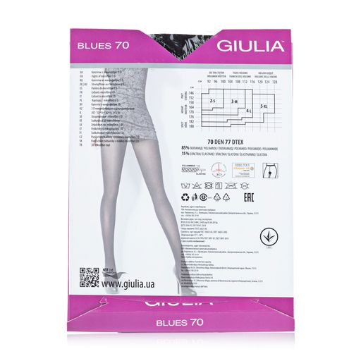 Колготки жіночі Giulia Blues 3D без шортиків, 70 DEN
