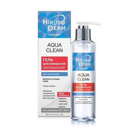 Зволожувальний гель для вмивання Hirudo Derm Extra Dry Aqua Clean для сухої шкіри, 180 мл