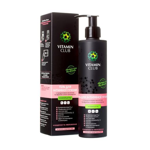 Гель для интимной гигиены VitaminClub с гиалуроновой кислотой и эфирным маслом пальмарозы, 250 мл