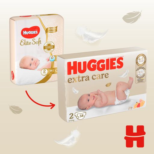 Подгузники Huggies Extra Care Jumbo размер 2 (3-6 кг), 58 шт