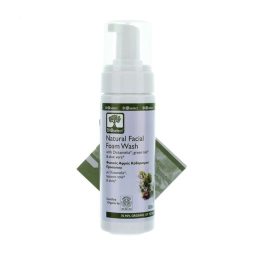 Очищувальна пінка для вмивання BIOselect Natural Facial Foam Wash з діктамелією, зеленим чаєм та алое, 150 мл