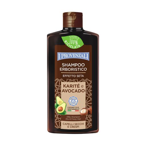 Шелковый шампунь I Provenzali Karite&Avocado, для сухих и вьющихся волос, с маслом карите и авокадо, 250 мл