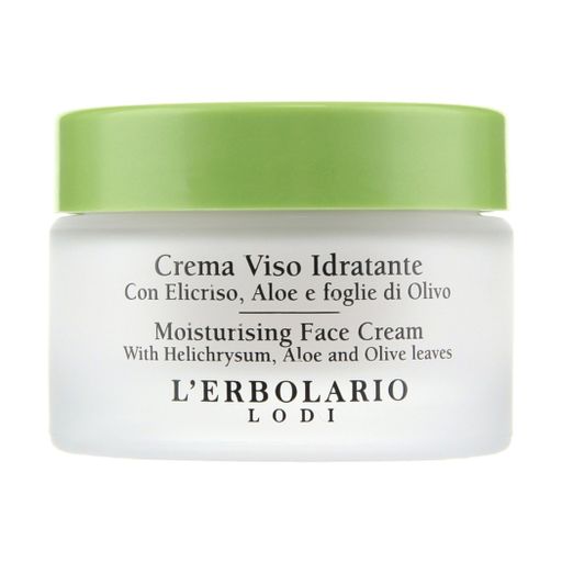 Зволожувальний крем для обличчя L'Erbolario Crema Viso Idratante Con Elicriso, Aloe e foglie di Olivo на основі цмину та алое, 50 мл