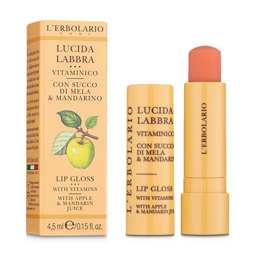 Вітамінний блиск для губ L'Erbolario Lucida Labbra Vitaminico на основі яблучного соку та мандарина, 4.5 мл