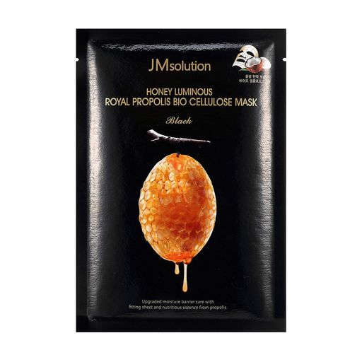 Биоцеллюлозная маска для лица JMsolution Honey Luminous Royal Propolis Bio Cellulose Mask Black с прополисом, 30 мл