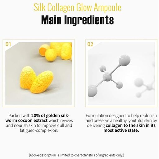 Ампульна сироватка So Natural Silk Collagen Glow Ampoule з колагеном та золотим шовкопрядом, 30 мл
