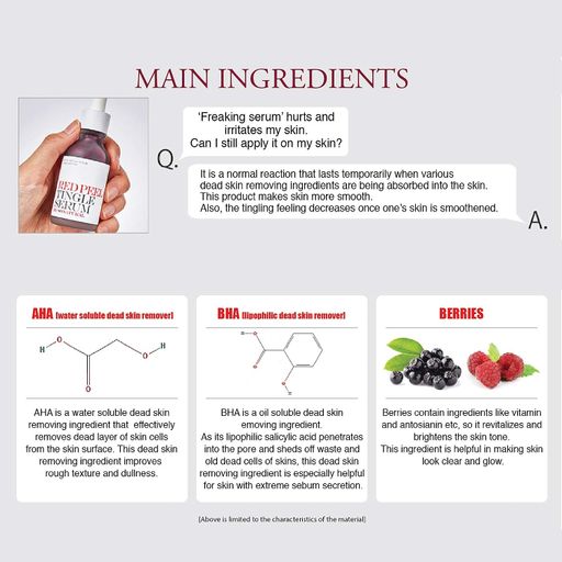Сыворотка-пилинг для лица So Natural Red Peel Tingle Serum на основе фруктовых AHA и BHA кислот, 35 мл