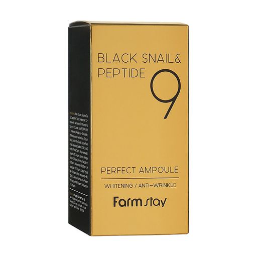 Осветляющая ампульная сыворотка для лица FarmStay Black Snail & Peptide 9 Perfect Ampoule с комплексом из 9 пептидов, против морщин, 35 мл